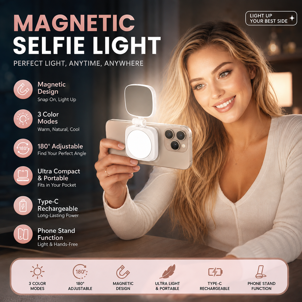 📸Magnetic Fill Light for Flawless Selfies & Videos✨