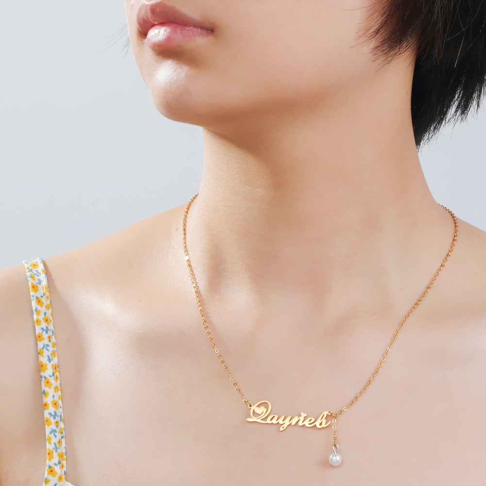 Cassandra Pearl & Heart Name Necklace