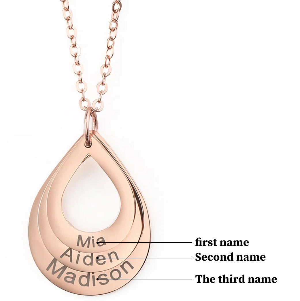 Ella Engraved DropShaped Family Necklace