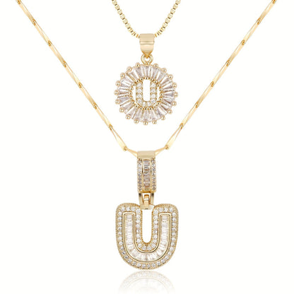 BUY 1 GET 1 FREE(2 Pack)--Diamond Letter Initial Necklaces--50% OFF until 23:59!