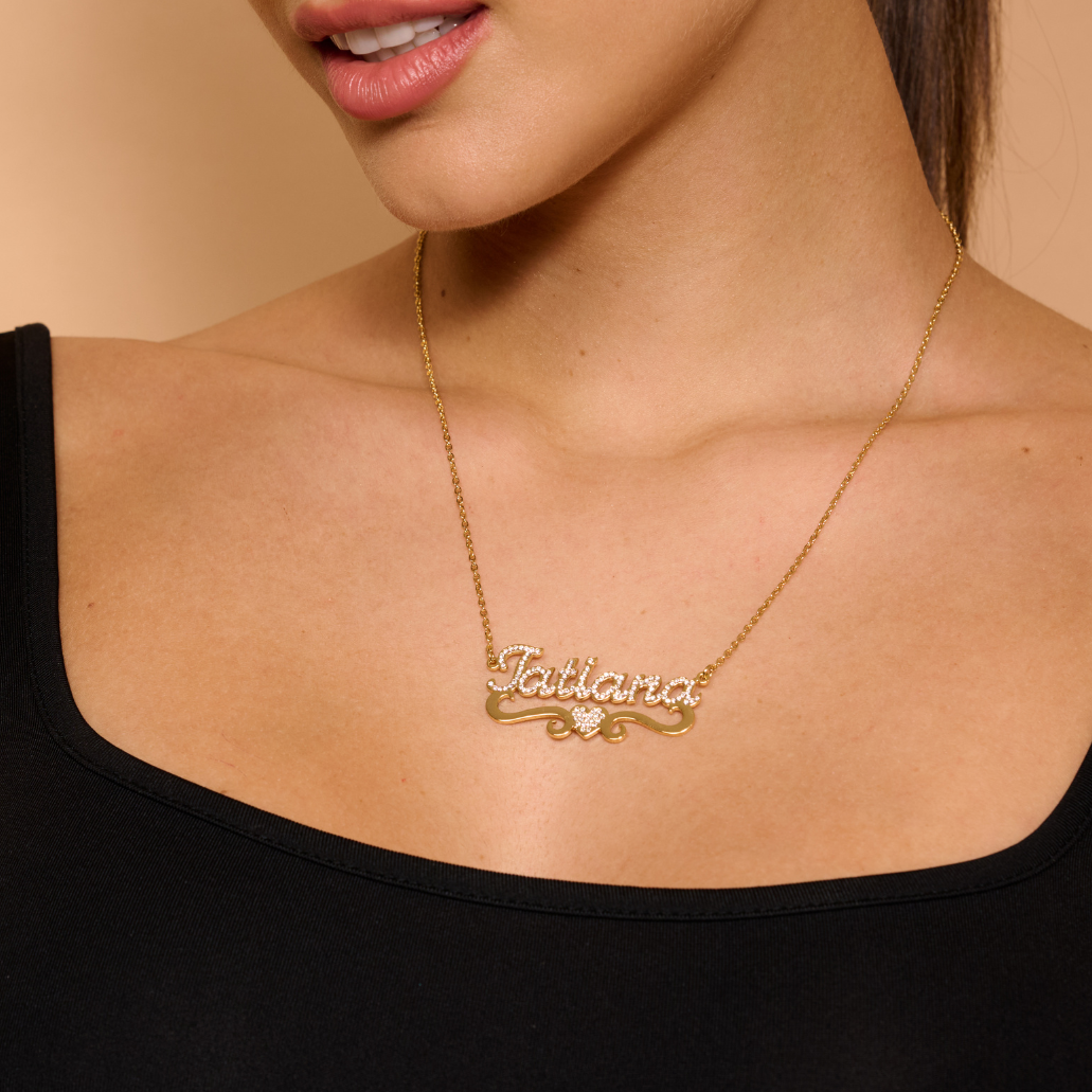 Elsa Iced Heart Name Necklace