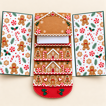 Christmas Waterfall Gift Card Booklet – Pull-Tab Gift Holder for 4 Cards