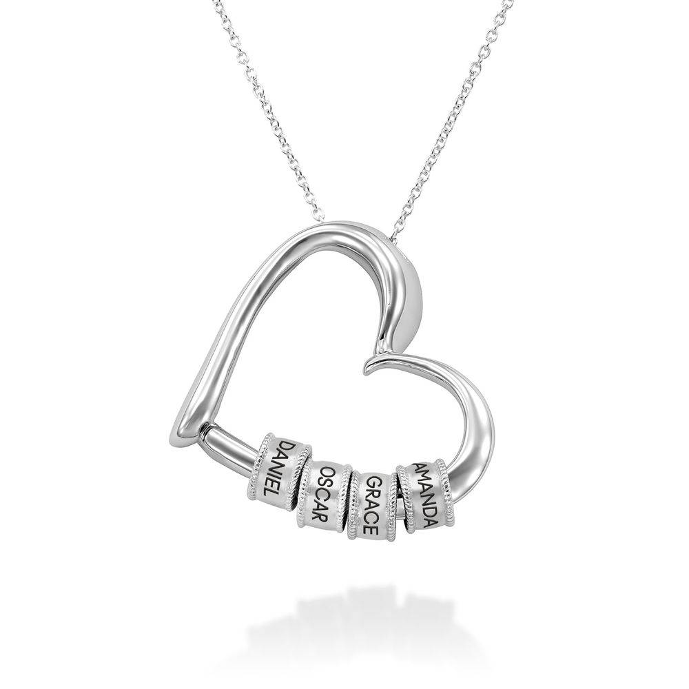 Charming Personalized Heart Engraved Bead Necklace