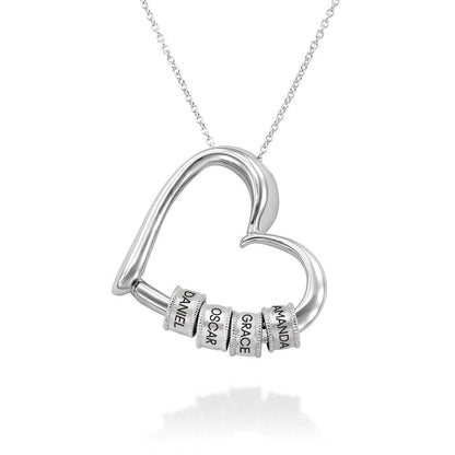 Charming Personalized Heart Engraved Bead Necklace
