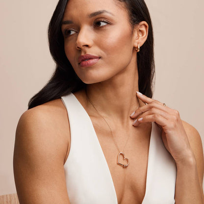 Charming Personalized Heart Engraved Bead Necklace