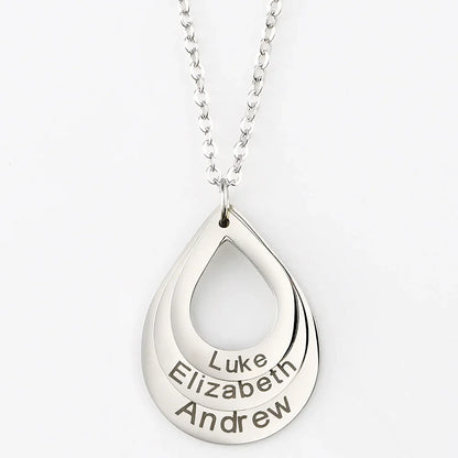 Ella Engraved DropShaped Family Necklace