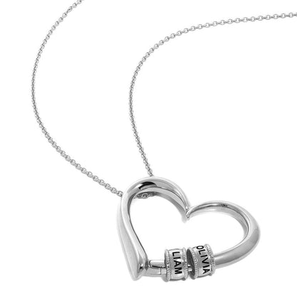 Charming Personalized Heart Engraved Bead Necklace
