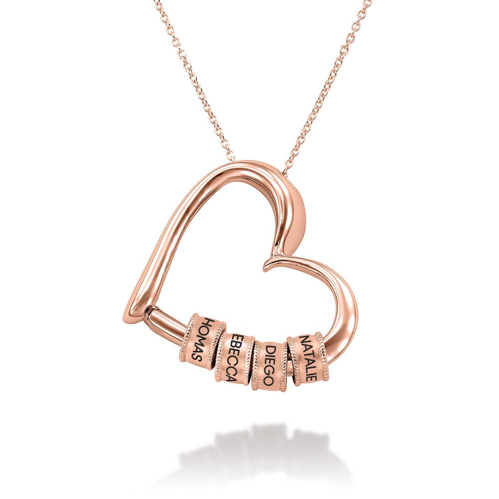 Charming Personalized Heart Engraved Bead Necklace