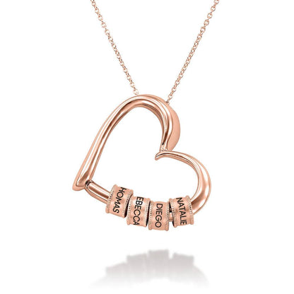 Charming Personalized Heart Engraved Bead Necklace