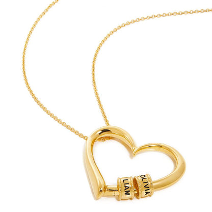 Charming Personalized Heart Engraved Bead Necklace