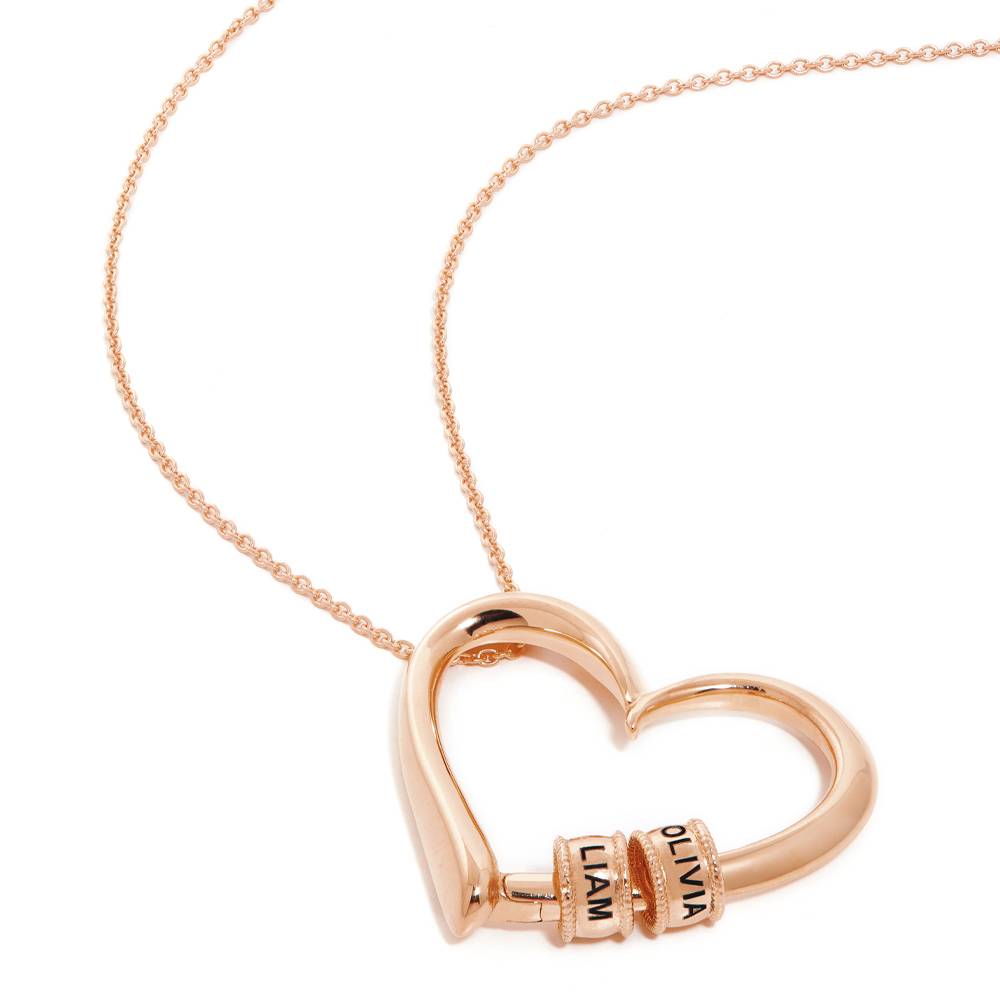 Charming Personalized Heart Engraved Bead Necklace