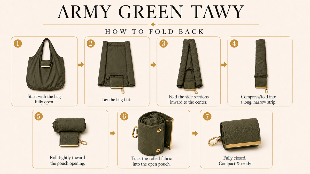 Seven steps to fold the TAHWBAG tote