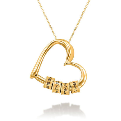 Charming Personalized Heart Engraved Bead Necklace
