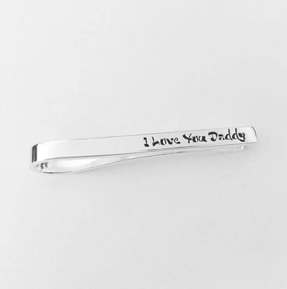 Ainara Platinum Plated Sterling Silver Engraved Tie Clip
