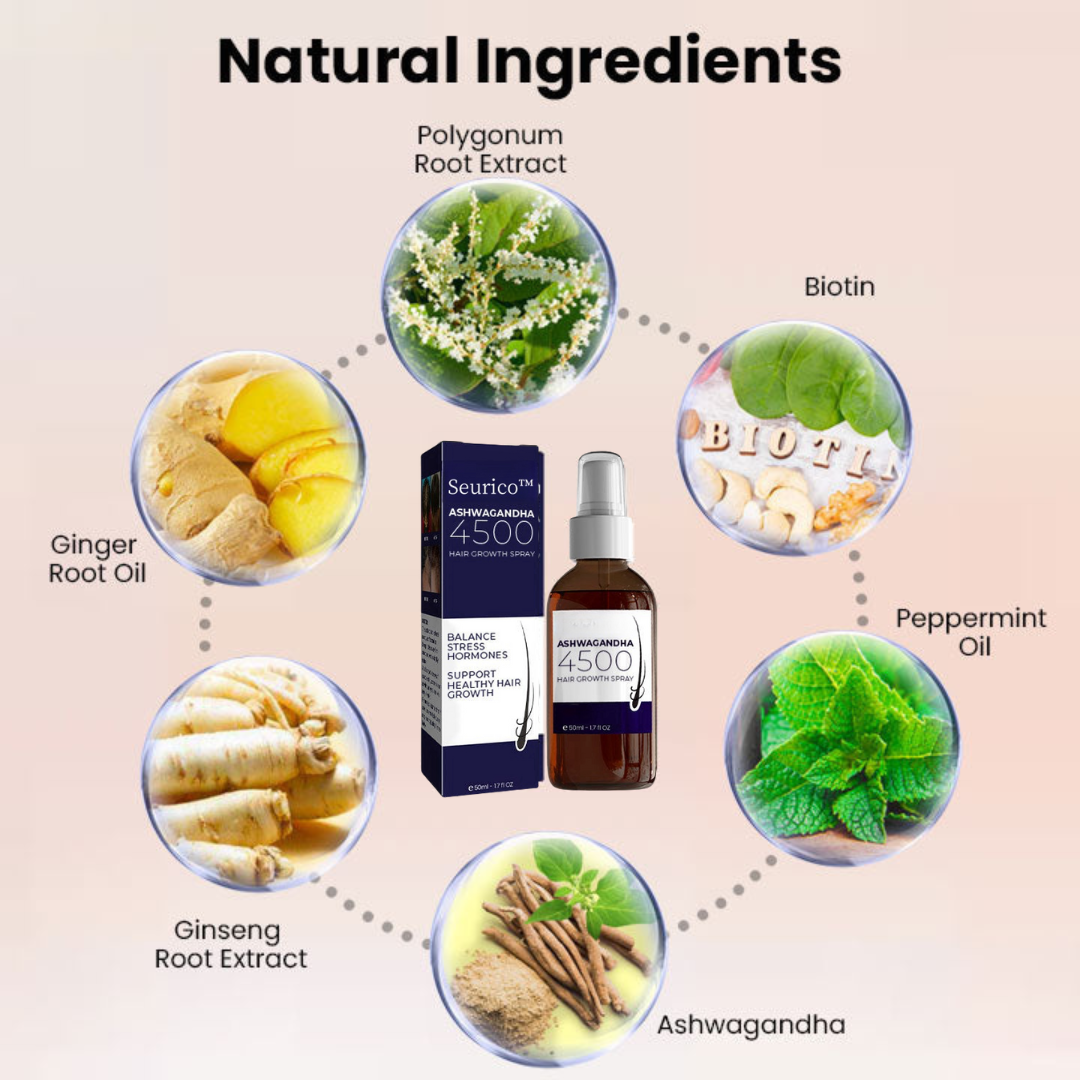 🎄 Holiday Sale Extravaganza: Enjoy 50% Off! 🎁  Seurico™ Ashwagandha 4500 Hair Growth Spray