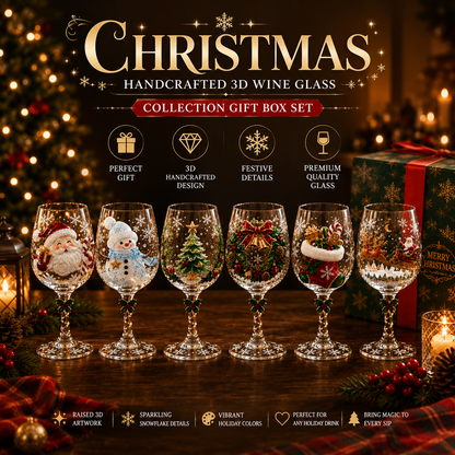 🔥🎁Christmas 3D Wine Glass Collection Gift Box Set✨