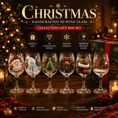 🔥🎁Christmas 3D Wine Glass Collection Gift Box Set✨