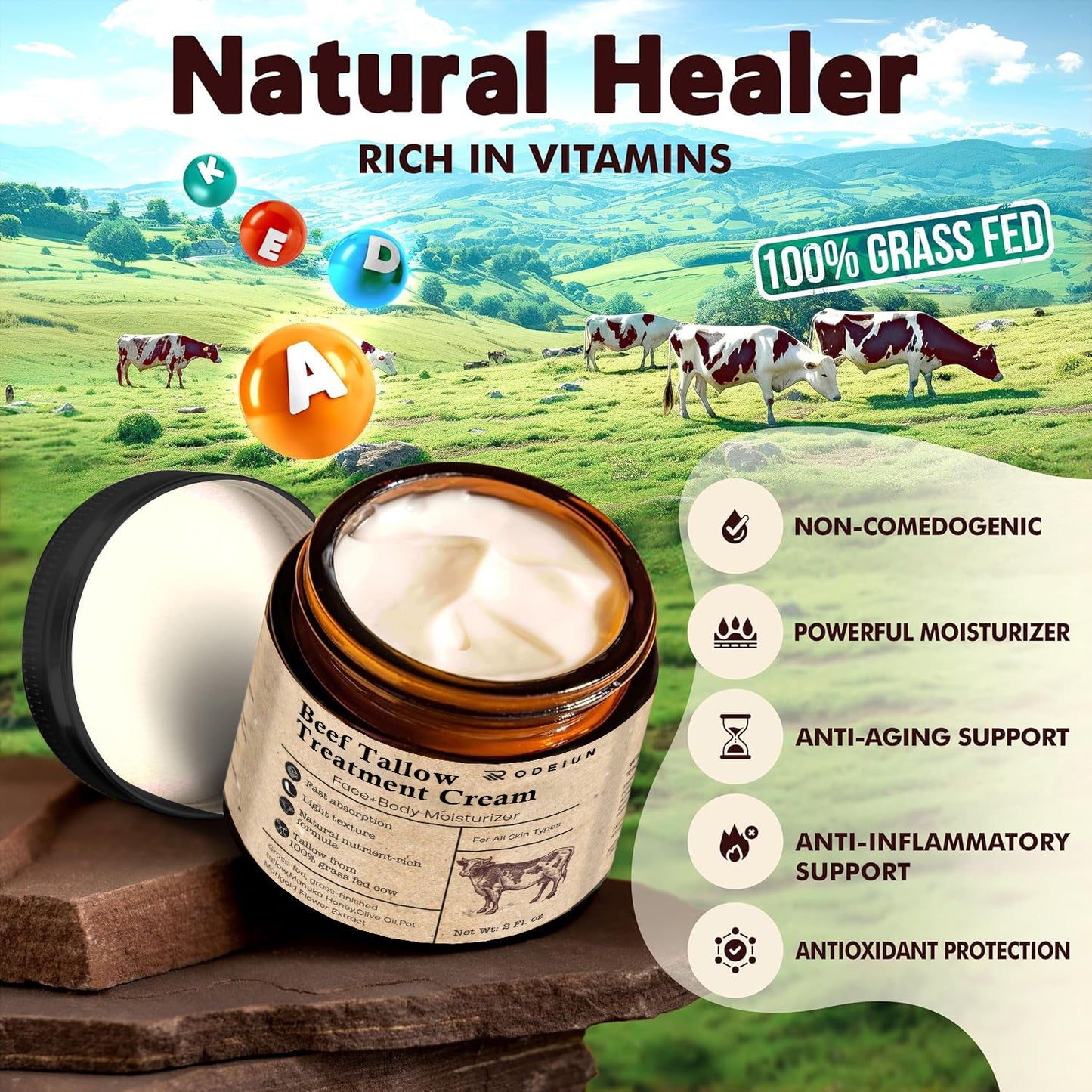 🐂[Official Store] ODEIUN Beef Tallow Repair Treatment Cream