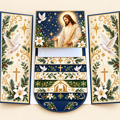 Christmas Waterfall Gift Card Booklet – Pull-Tab Gift Holder for 4 Cards