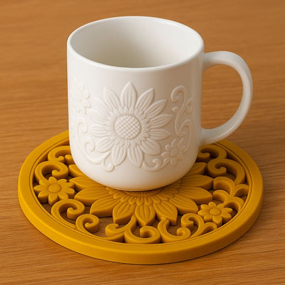 Vintage Floral Silicone Trivet & Coaster Set