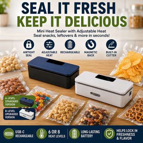 🔥 Mini Heat Sealer – USB-C Rechargeable Food Bag Sealer