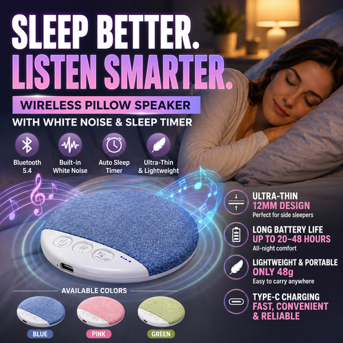 😴 Sleep Better, Listen Smarter – Wireless Bluetooth Pillow Speaker
