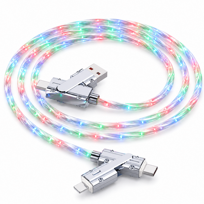🌈 Charge in Style, Glow in Motion – RGB Flowing 3-in-1 Fast Charging Cable