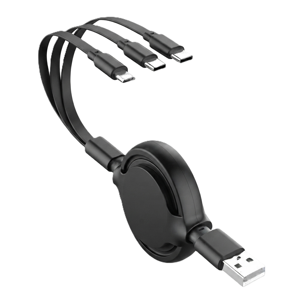 🔄 3-in-1 Retractable Fast Charging Cable—Pocket-Sized Power for Every Device