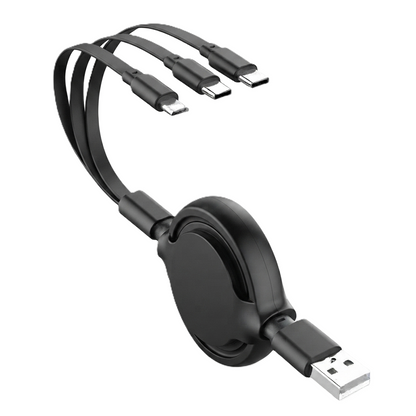 🔄 3-in-1 Retractable Fast Charging Cable—Pocket-Sized Power for Every Device