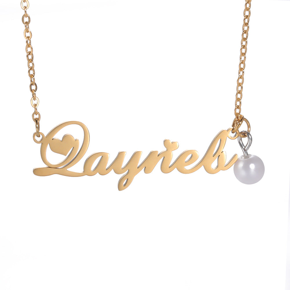 Cassandra Pearl & Heart Name Necklace