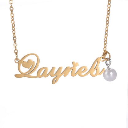 Cassandra Pearl & Heart Name Necklace