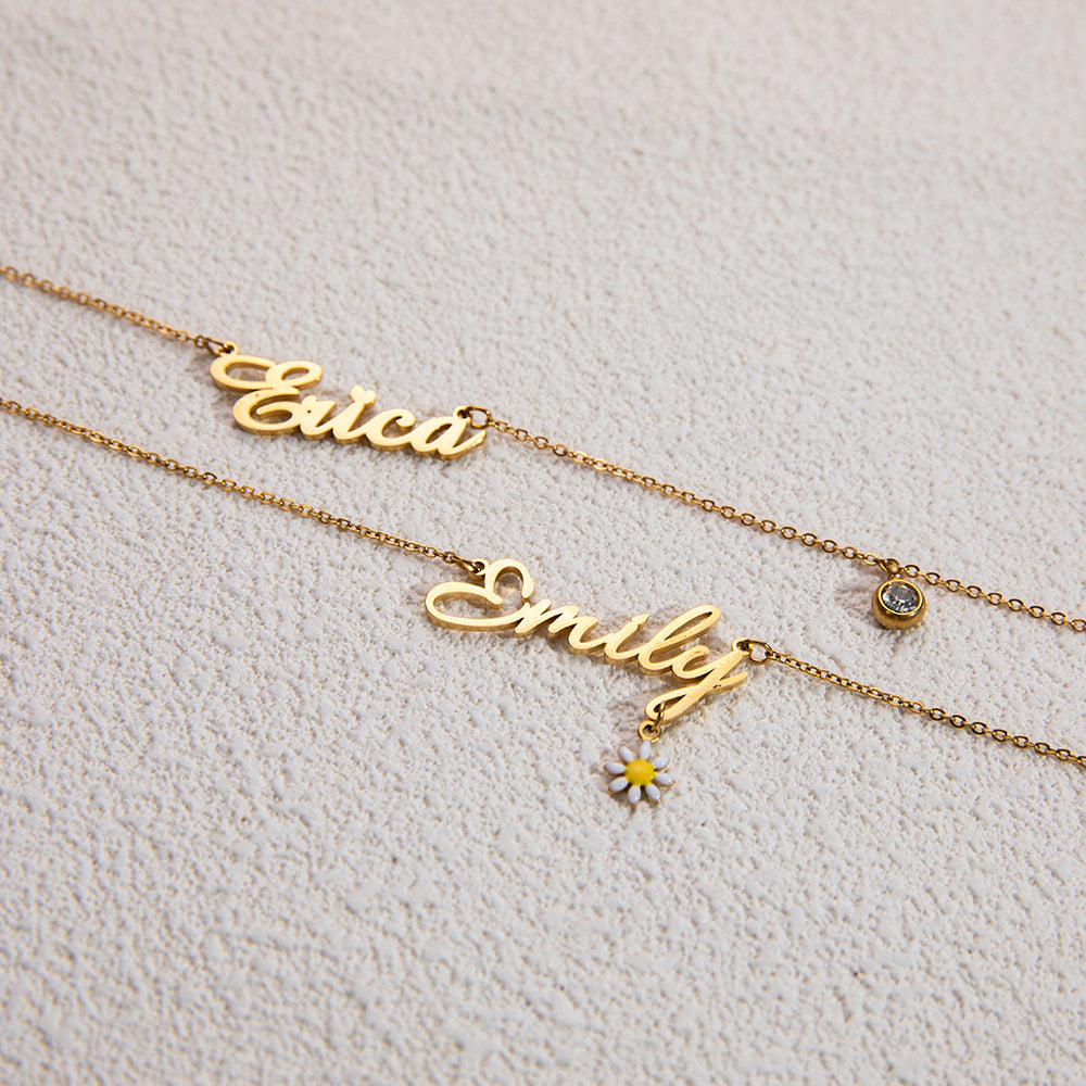 Estelle Petal & Gem Name Necklace