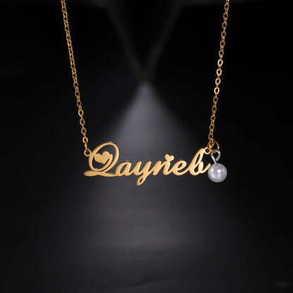 Cassandra Pearl & Heart Name Necklace