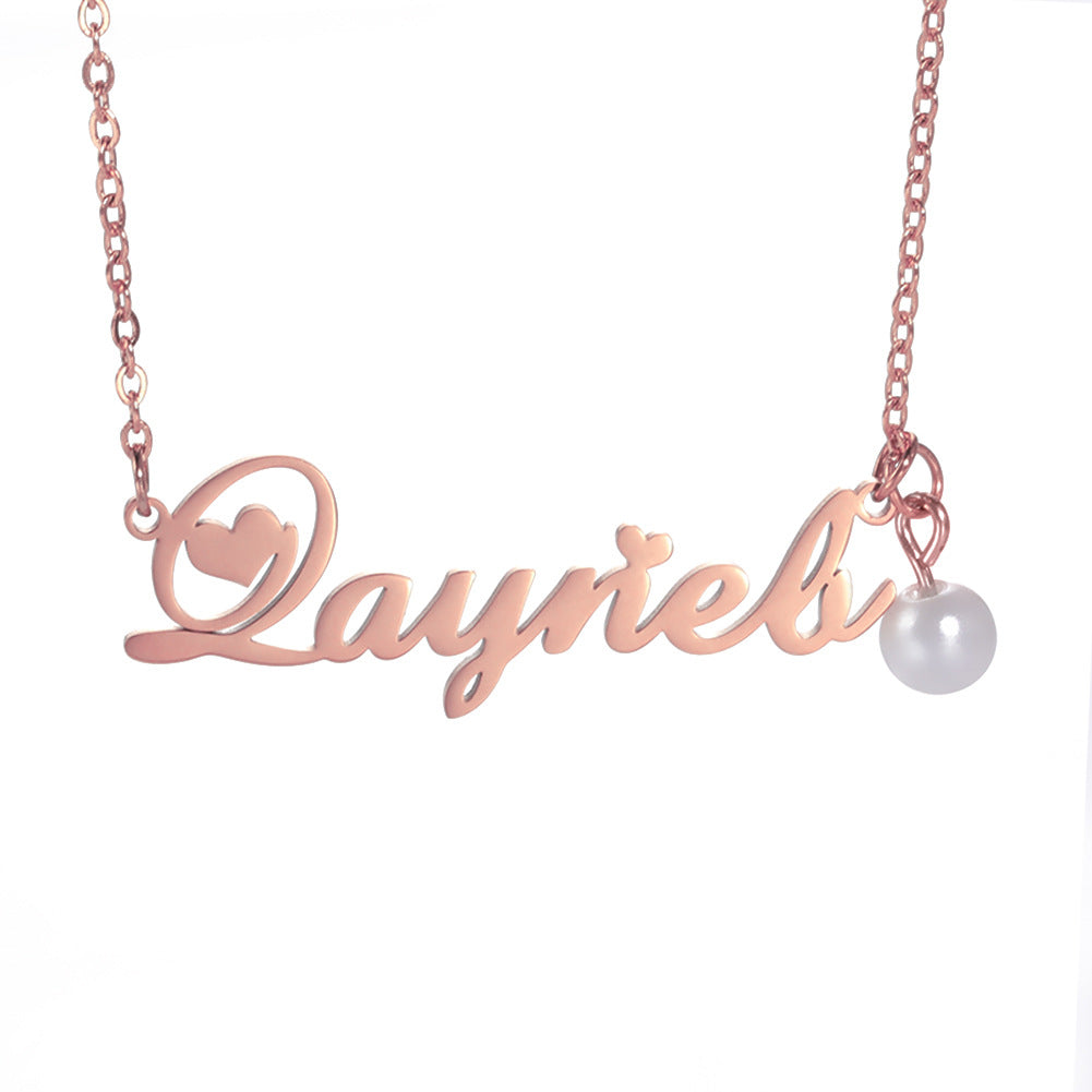Cassandra Pearl & Heart Name Necklace