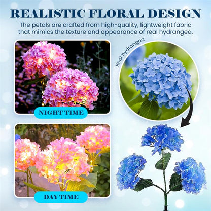 Outdoor Solar Hydrangea Lights - Garden Stake Decor