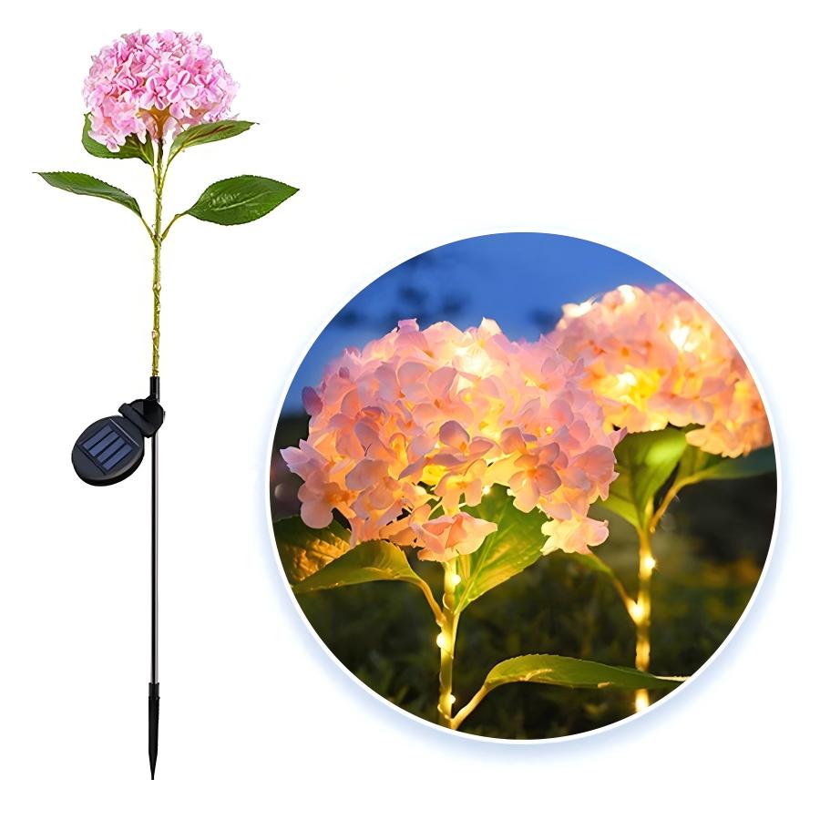 Outdoor Solar Hydrangea Lights - Garden Stake Decor