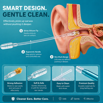 🥇 Twist. Lift. Clean. 360° Sticky Ear Cleaner.