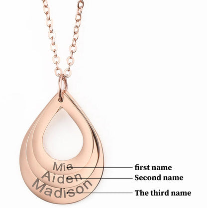 Ella Engraved DropShaped Family Necklace