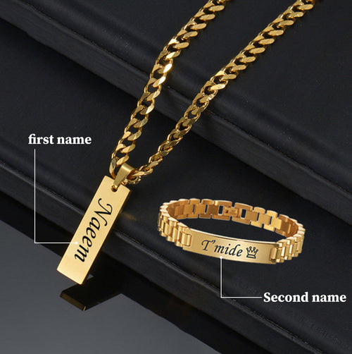 Jay DIY Men's Long Pendant necklace and Bracelet Set