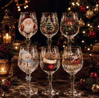 🔥🎁Christmas 3D Wine Glass Collection Gift Box Set✨