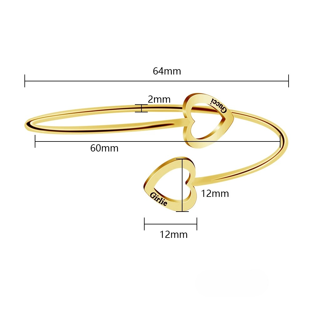 Calista Personalized Stainless Steel Heart Bracelet